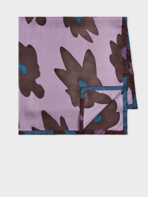 Paul Smith Women's Purple Silk 'Big Flower' Scarf