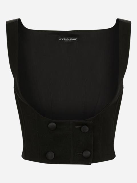 Dolce & Gabbana Double-breasted wool waistcoat with round neck
