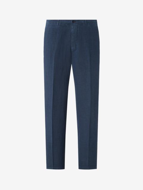CORNELIANI Blue pure linen trousers