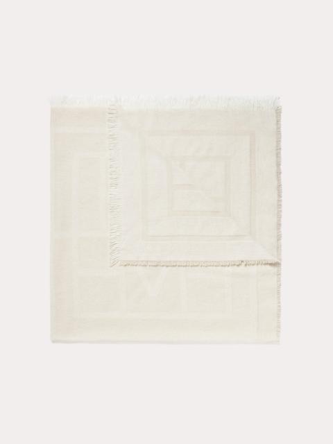 Embroidered monogram wool cashmere scarf macadamia