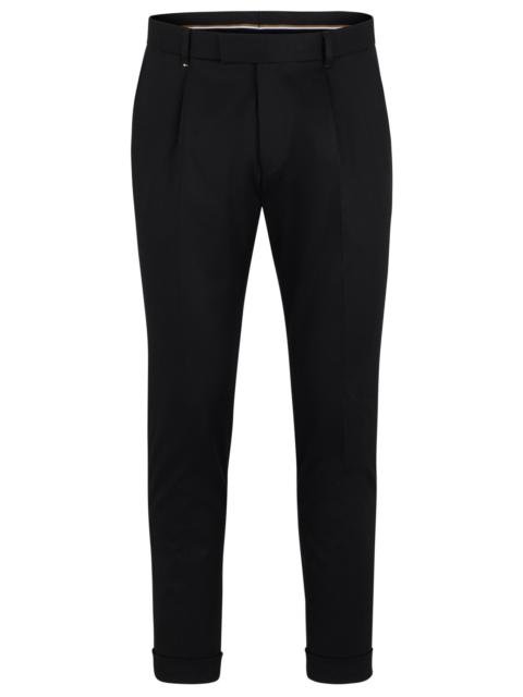 BOSS RELAXED-FIT TROUSERS IN STRETCH FABRIC WITH PLEAT FRONT