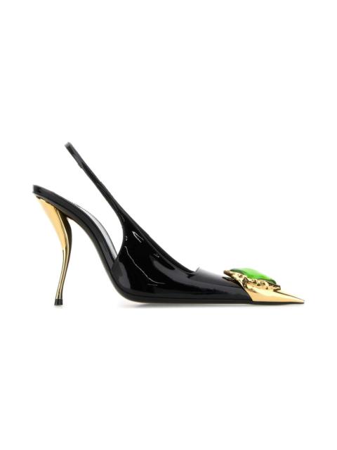 Black Leather Loulou Pumps