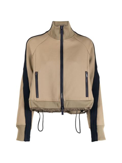 stripe-detail zip-up jacket