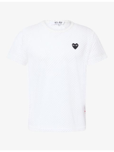 Comme des Garçons PLAY Heart Motif-logo Textured Mesh T-Shirt