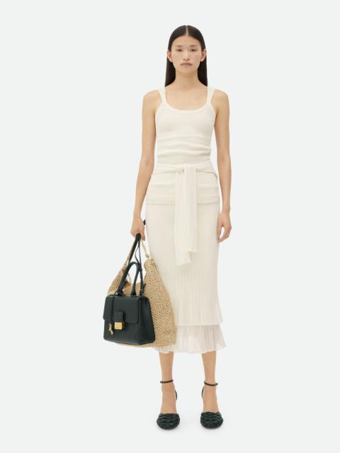 Bottega Veneta Two-In-One Light Cotton Midi Skirt