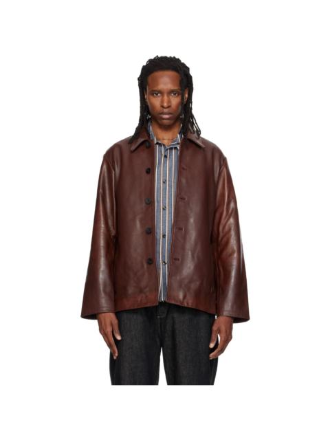 Studio Nicholson Brown Landau Leather Jacket