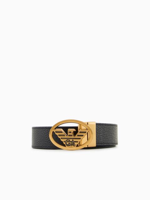 EMPORIO ARMANI Leather belt with metal logo buckle | REVERSIBLE