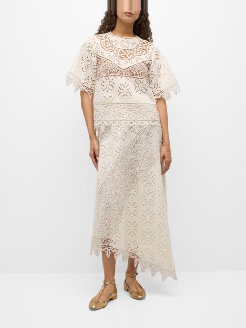 Aria Cutwork Embroidered Linen Blouse