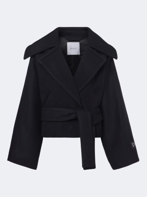 PATOU Belted wool and silk peacoat