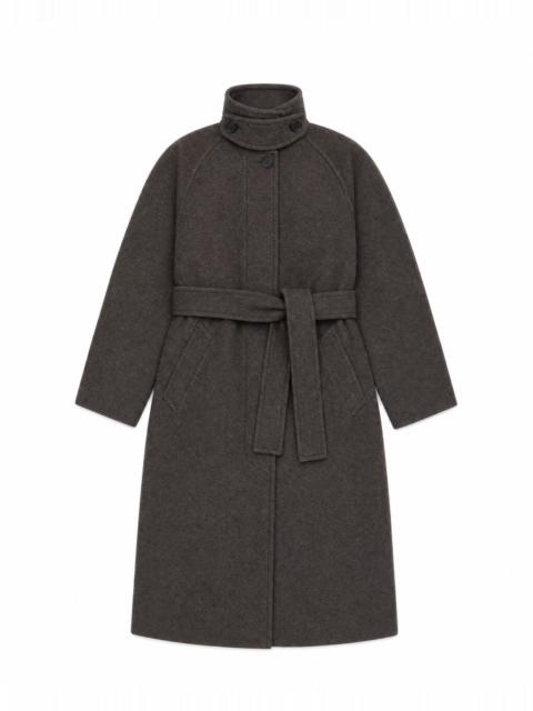 The Kooples BROWN WOOL-BLEND COAT WITH A STAND-UP COLLAR