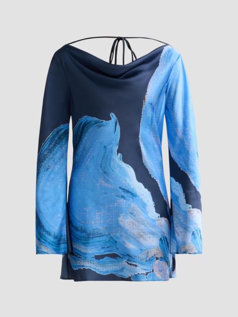 SIGNIFICANT OTHER Women's Alis Abstract-Print Satin Minidress - Petrol Bloom