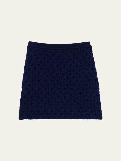 Theory Cable-Knit Felted Wool-Cashmere Mini Skirt