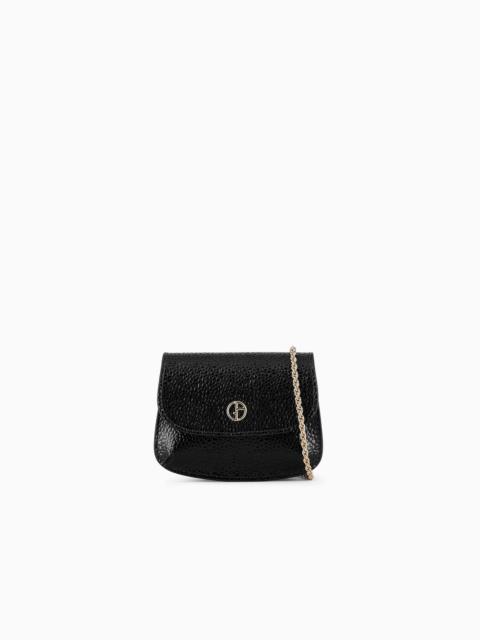 GIORGIO ARMANI La Prima pebbled patent-leather mini bag with charm