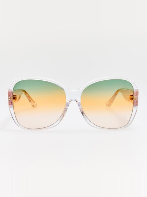 LINDA FARROW Blair Sunglasses in Clear and Tutti Frutti
