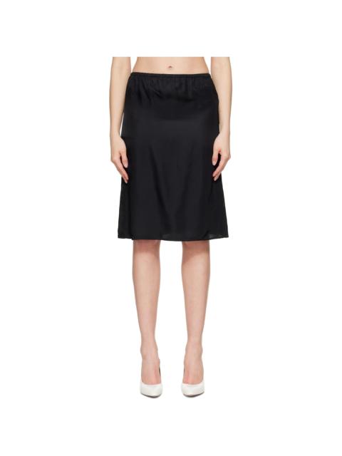 MM6 Maison Margiela Black Satin Midi Skirt