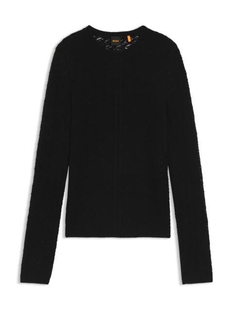 BOSS FINE-GAUGE SWEATER WITH KNITTED STRUCTURE