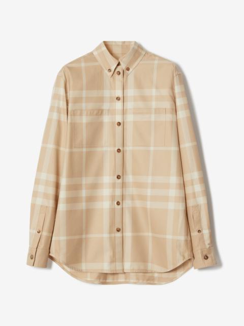 Button-down Collar Check Cotton Shirt