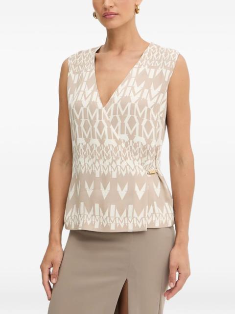 GUESS USA monogram V-neck wrap blouse