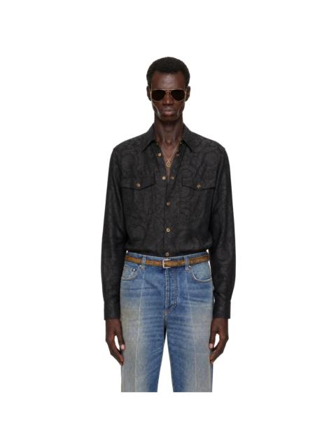VERSACE Black Barocco Jacquard Shirt