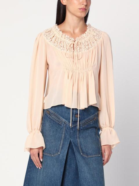 Chloé Blouse with tie in pink silk georgette