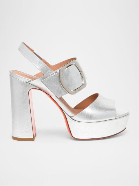 Santoni Bruxel Metallic Buckle Platform Sandals