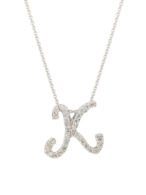 ROBERTO COIN Women's Tiny Treasures Script Initial 18K White Gold, Ruby & 0.24-0.34 TCW Diamond Pendant Necklace