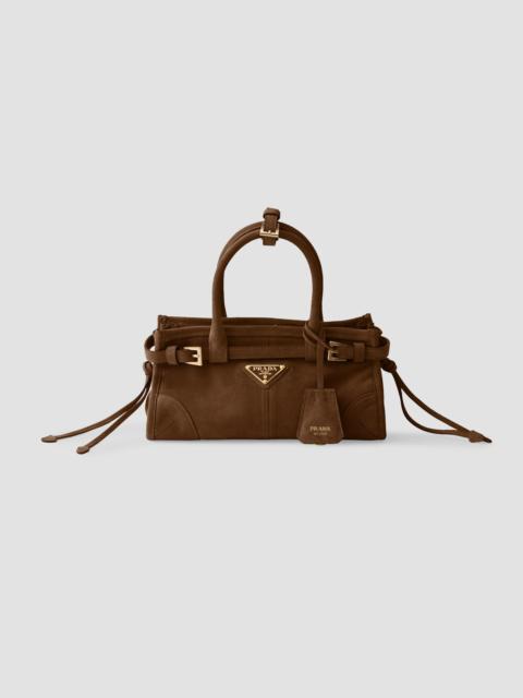 Prada Women's Bonnie Suede Top Handle Bag - Brown