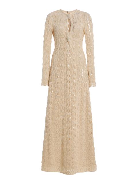 ALEXIS Niccola Beaded Cotton Macrame Maxi Dress neutral
