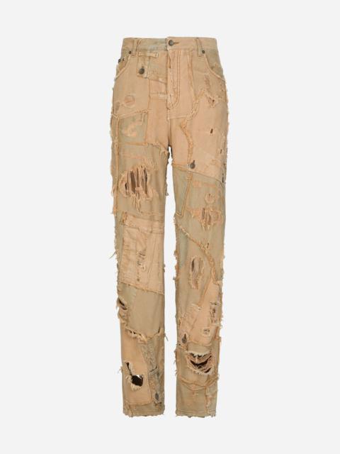 Dolce & Gabbana Overdyed stretch patchwork denim jeans