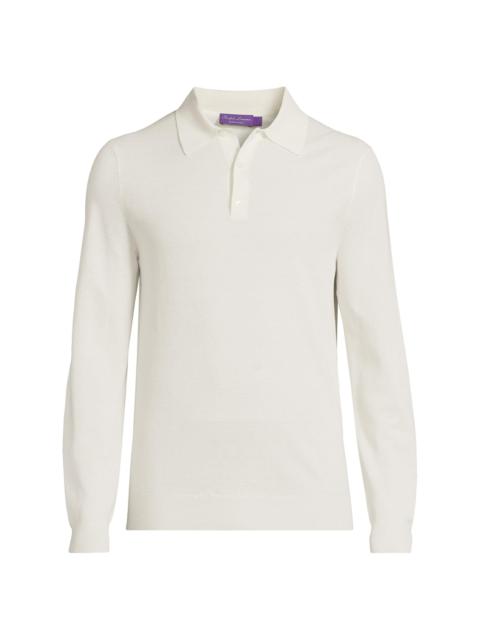 Ralph Lauren Men's Polo-Collar Silk-Cotton Sweater - Classic Cream