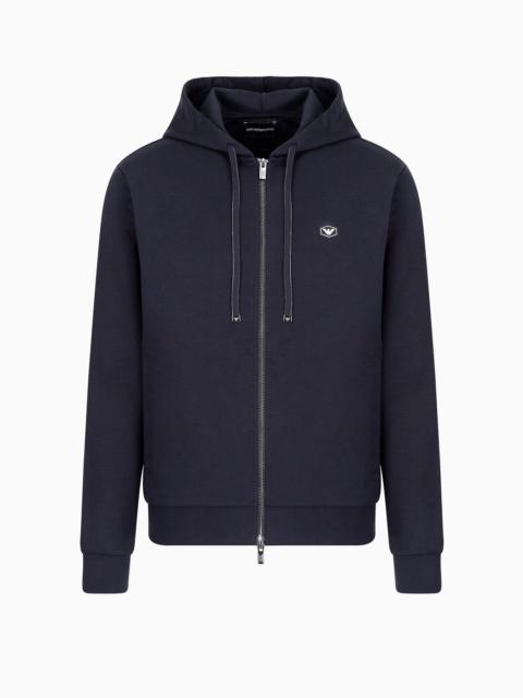 EMPORIO ARMANI Hooded, zipped, Ponte-di-Roma sweatshirt