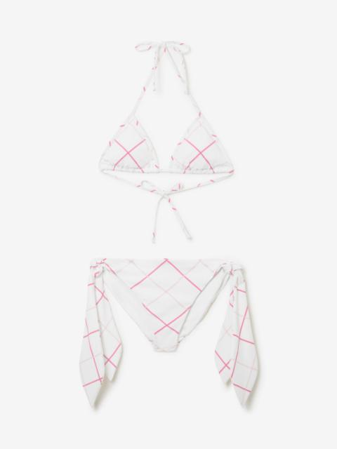 Check Stretch Nylon Triangle Bikini