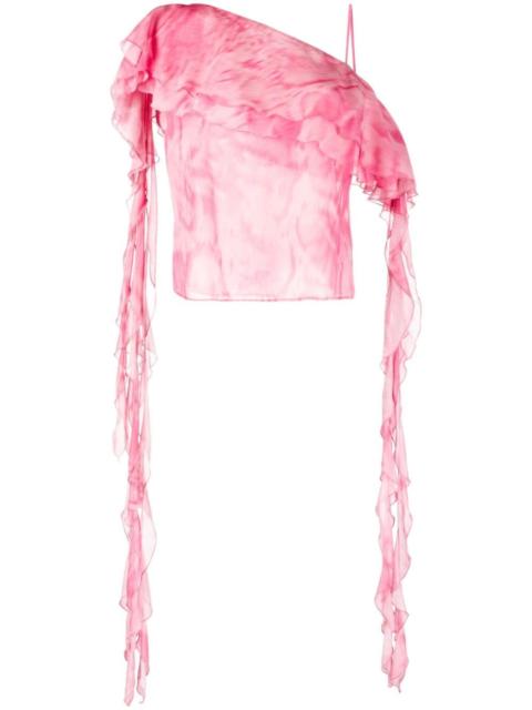 Blumarine ruffled asymmetric silk blouse