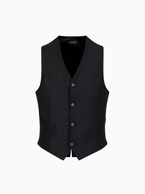 EMPORIO ARMANI Single-breasted, worsted virgin-wool gilet