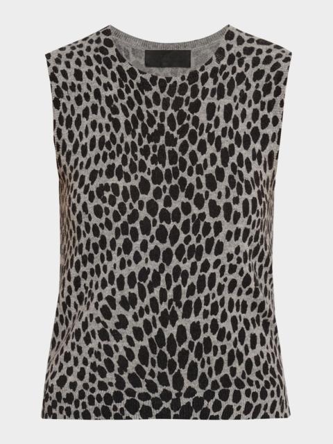 NILI LOTAN Nessa Cheetah Cashmere Sweater Tank