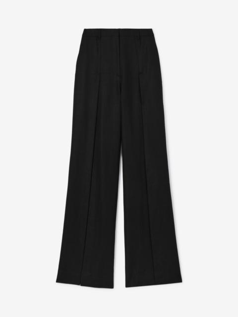 Burberry Split Detail Wool Ramie Wide-leg Trousers