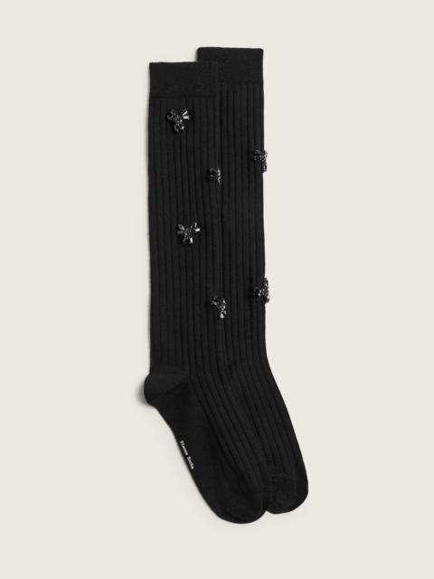 Simone Rocha Embellished Merino Silk Knee Socks