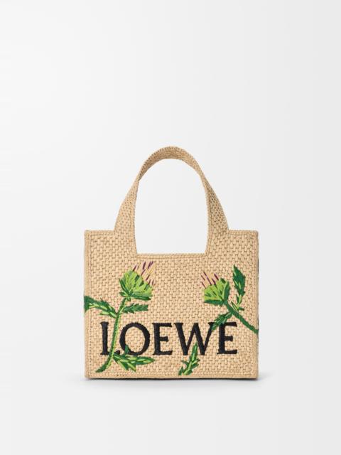 Loewe Small LOEWE Font tote in raffia