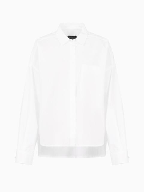 Poplin shirt with asymmetric hem and patch pocket