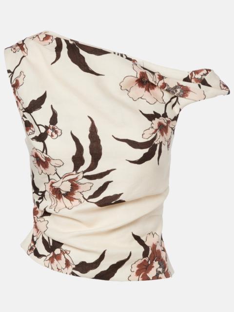 SIR. Floral asymmetric linen top