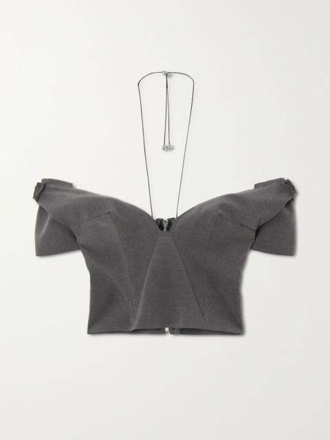 16ARLINGTON Alasia cropped off-the-shoulder felt top Gray