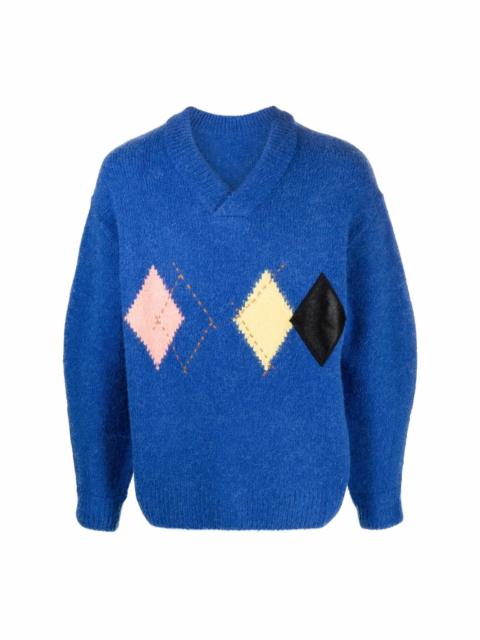 Illand argyle-knit oversized jumper