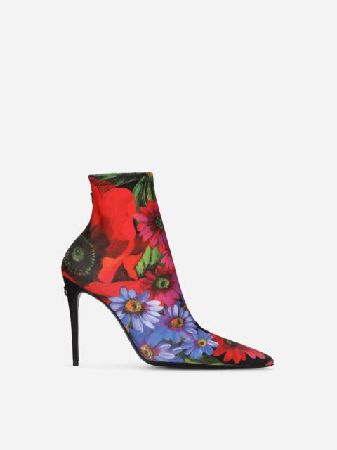 Dolce & Gabbana Floral-print stretch jersey ankle boots