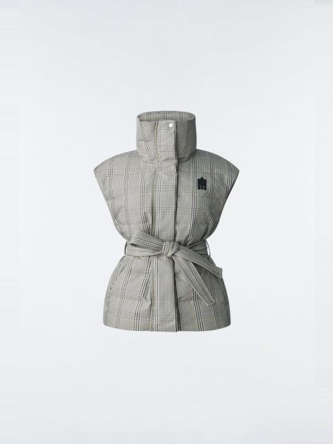 MACKAGE ZERINA Duvet down plaid vest with belt for ladies