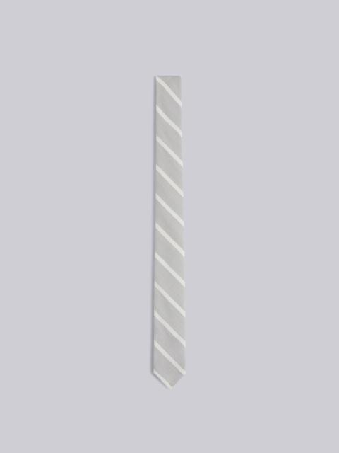 Thom Browne Medium Grey Wool Banker Stripe Classic Tie