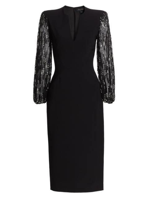 JENNY PACKHAM Women's The Swan Embellished-Sleeve Cocktail Dress - Jet