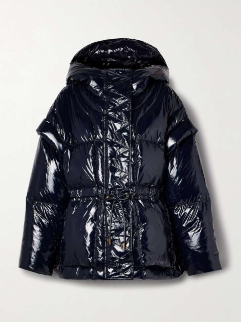 Rhodes convertible hooded padded quilted glossed-shell jacket