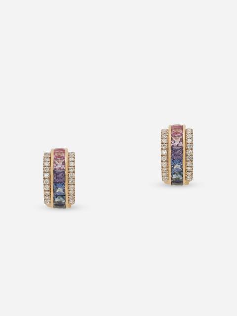 Dolce & Gabbana Rainbow earrings in yellow gold 18kt with multicolor sapphires and diamonds