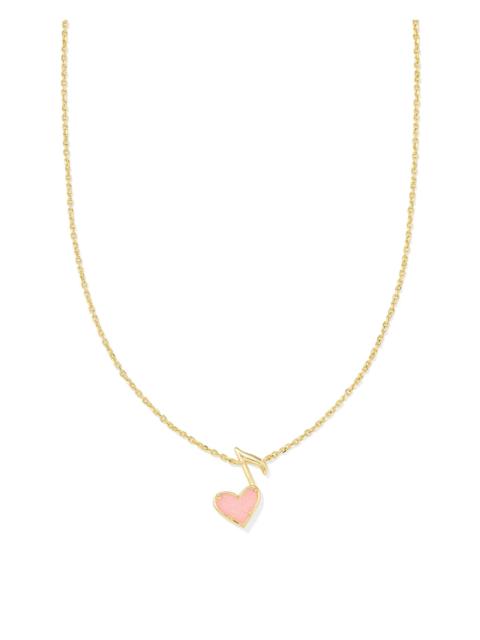 KENDRA SCOTT Dolly Parton x Kendra Scott Gold Ari Heart Music Note Short Pendant Necklace in Light Pink Drusy