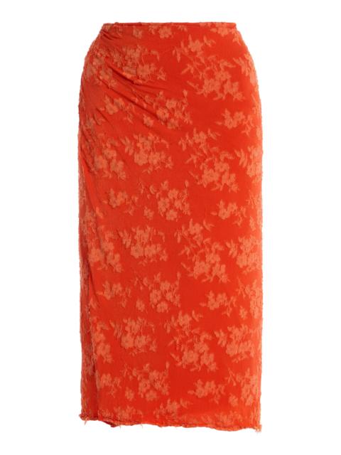 SIR. Blanca Floral Jacquard Midi Wrap Skirt orange